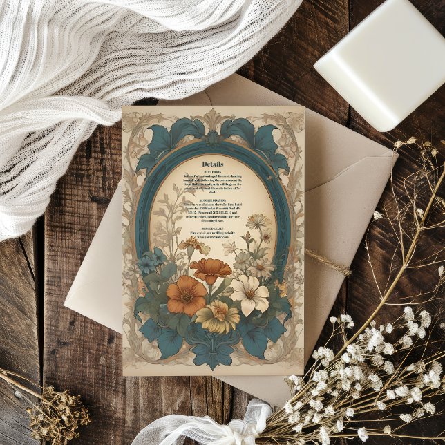 Sage Green Art Nouveau Alphonse Mucha Wedding Enclosure Card (Creator Uploaded)