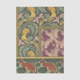 Sage Green Art Nouveau Hoopoe Butterfly Art Tissue Paper