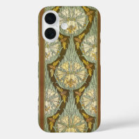 Sage Green Art Nouveau Lily Insect Pattern