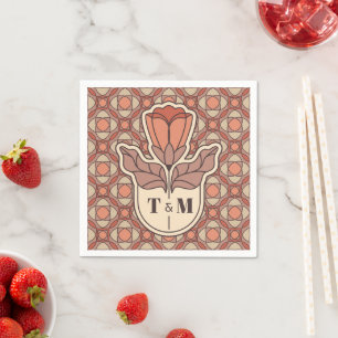 Sage Green Art Nouveau Monogram Wedding Napkins