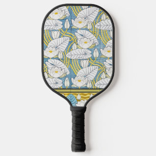Sage Green Art Nouveau Water Lily Pattern Pickleball Paddle