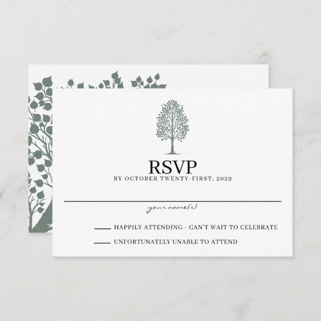 Sage Green Aspen Wedding RSVP Card (Front/Back)