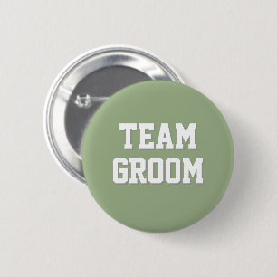 Sage Green Athletic Letters Team Groom 6 Cm Round Badge