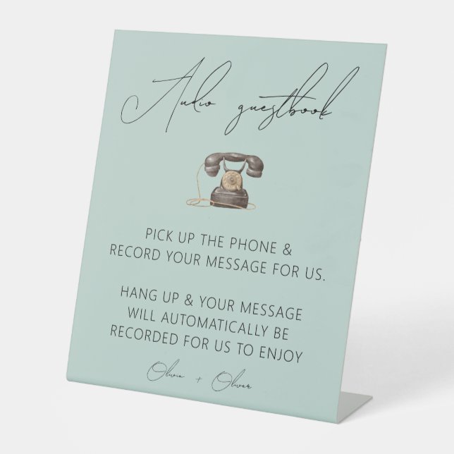 Sage green audio guestbook sign (Front)