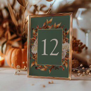 Sage Green Autumn Leaves Table Number