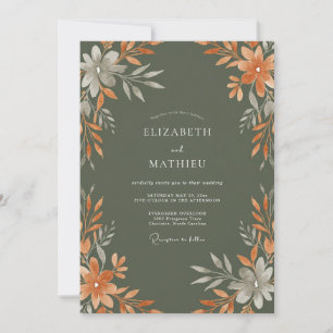 Sage Green Autumnal Botanical Wedding Invitation