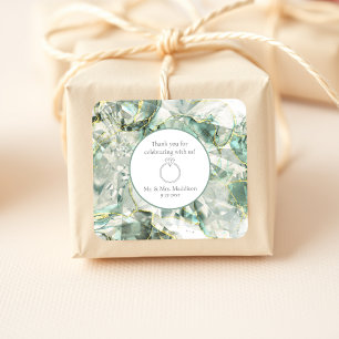 Sage Green Aventurine Crystal Wedding Square Sticker