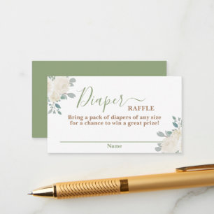 Sage Green Baby Baby Clothes Diaper Raffle Card