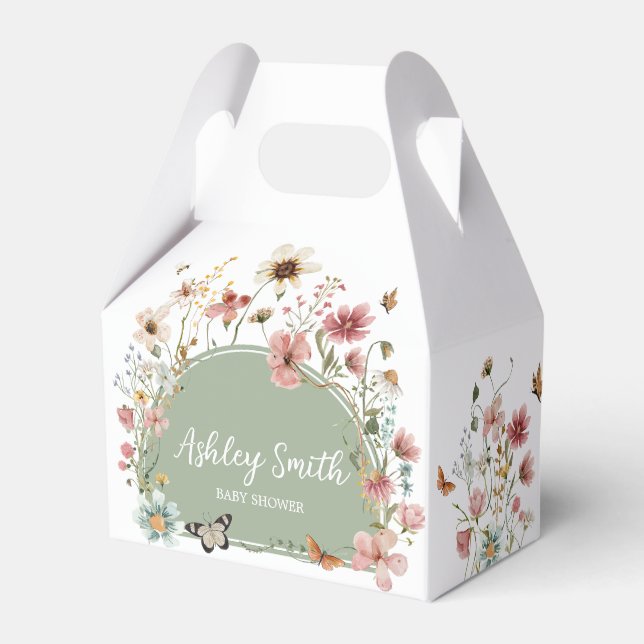 Sage Green Baby Bloom Baby Shower Favour Box (Front Side)