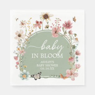 Sage Green Baby Bloom Baby Shower Napkin