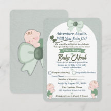 Sage Green Baby Boy Shower RSVP Card