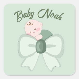 Sage Green Baby Boy Shower Sticker