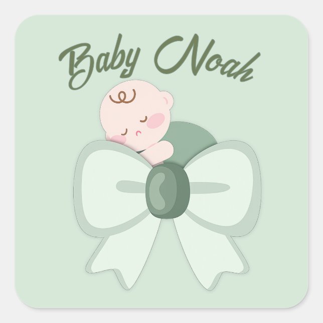 Sage Green Baby Boy Shower Sticker (Front)