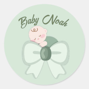 Sage Green Baby Boy Shower Sticker