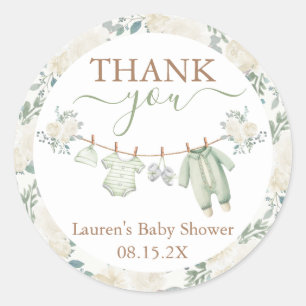 Sage Green Baby Clothes Baby Shower Classic Round Sticker
