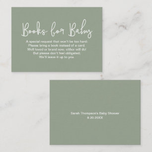Sage Green Baby shower Book Request Modern Script Enclosure Card