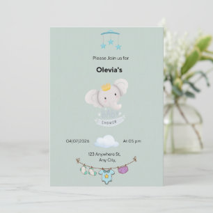 Sage green baby Shower Flat Invitation 