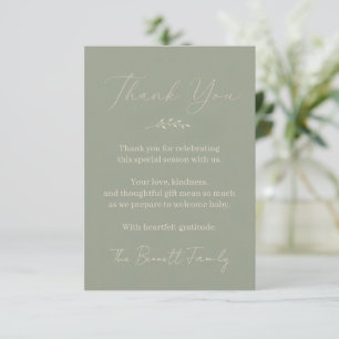 Sage Green Baby Shower Thank You Card