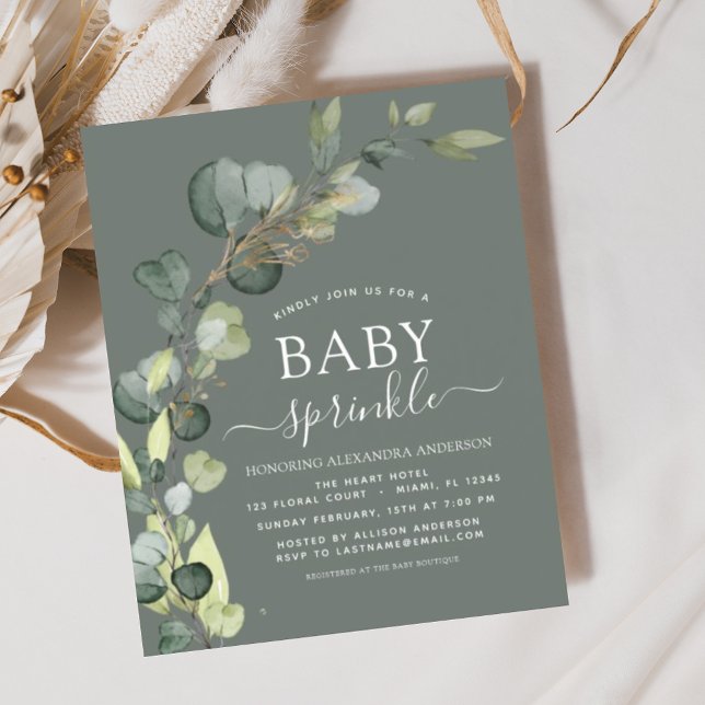 Sage Green Baby Sprinkle Shower Invitation (Creator Uploaded)