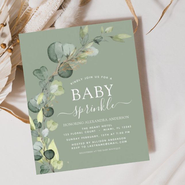 Sage Green Baby Sprinkle Shower Invitation Flyer (Creator Uploaded)