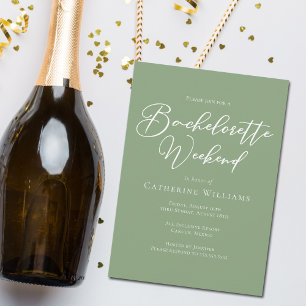 Sage Green Bachelorette Weekend Minimalist Invitation