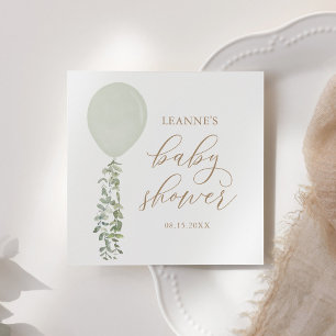 Sage Green Balloon Eucalyptus Baby Shower Napkin