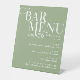 Sage Green Bar Menu Pedestal Sign