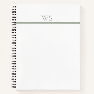 Sage Green Bar Monogram Personalised Notebook