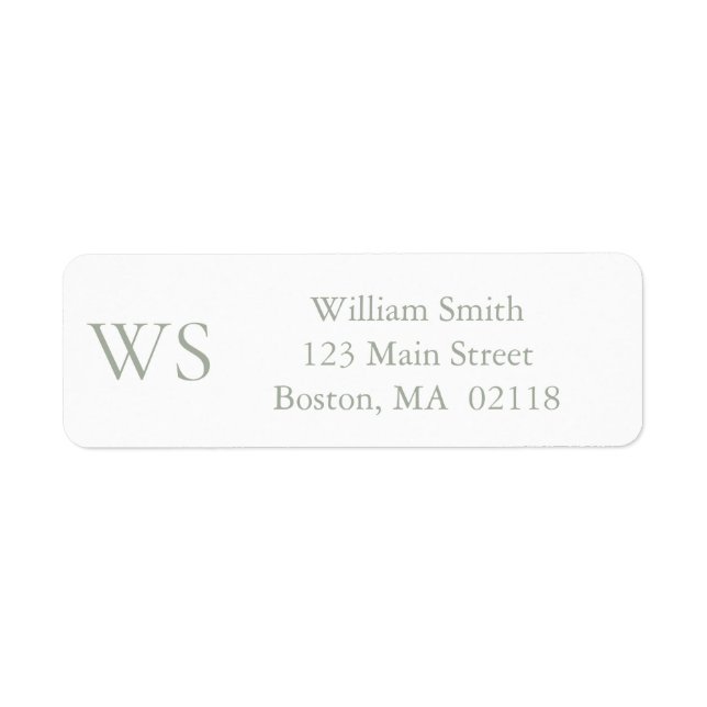 Sage Green Bar Monogram Return Address Label (Front)