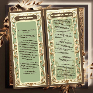 Sage Green Baroque Grandeur Florals Motif Wedding Menu
