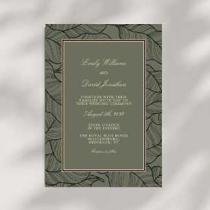 Sage Green Beige Elegant Floral Vintage Classic Invitation