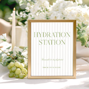 Sage Green & Beige Stripe Hydration Station Sign