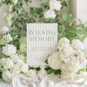 Sage Green & Beige Wedding In Loving Memory Sign Invitation