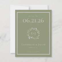 Sage Green Berries and Leaves Save the Date