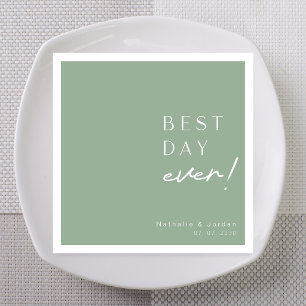 Sage Green Best Day Ever Custom Wedding Napkin