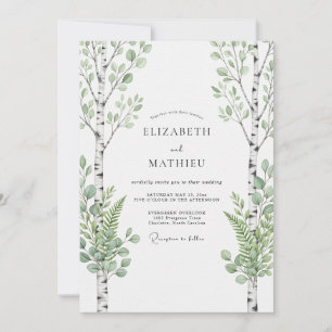 Sage Green Birch Forest Wedding Invitation