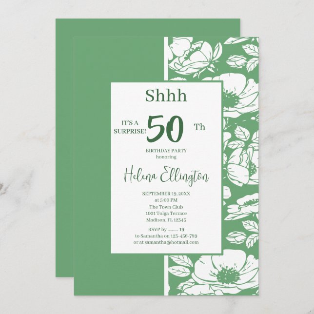 Sage Green Birthday Invitation (Front/Back)