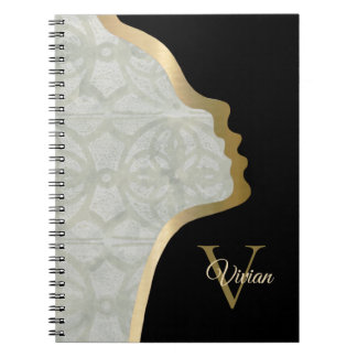 Sage Green Black And Gold Face Notebook