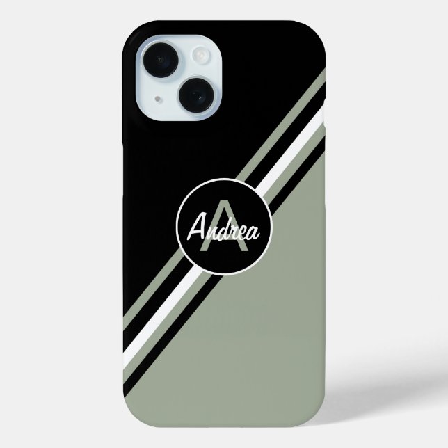 Sage Green , Black and white personalised Case-Mate iPhone Case (Back)