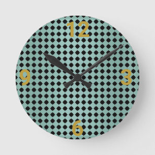 Sage Green Black Geometric Wall Clock