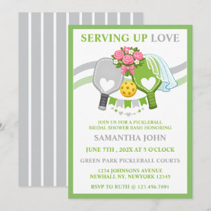 Sage Green & Black Pickleball Bridal Shower Invitation