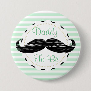 Sage Green Black Stripes Daddy to be Baby Shower 7.5 Cm Round Badge