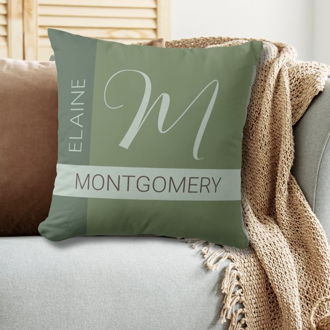 Sage Green Block Monogram Pillow (Creator Uploaded)