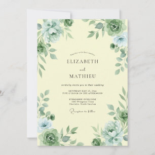 Sage Green Bloom Wedding Invitation