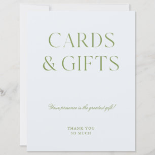 Sage Green & Blue Cards & Gifts Wedding Sign