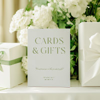 Sage Green & Blue Cards & Gifts Wedding Sign