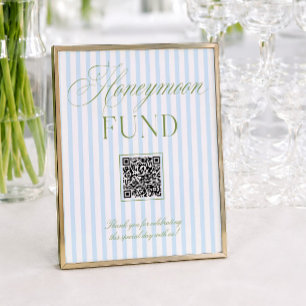 Sage Green & Blue Honeymoon Fund QR Code Sign