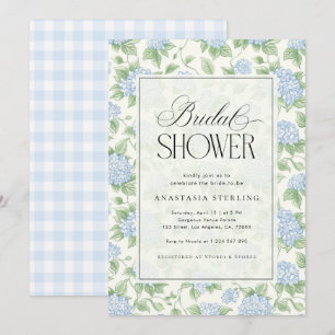 Sage Green & Blue Hydrangea Garden Bridal Shower Invitation
