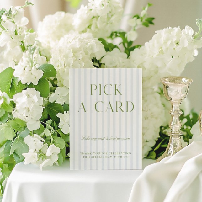 Sage Green & Blue Pick a Card  Wedding Sign (Sage Green & Blue Pick a Card Wedding Sign)