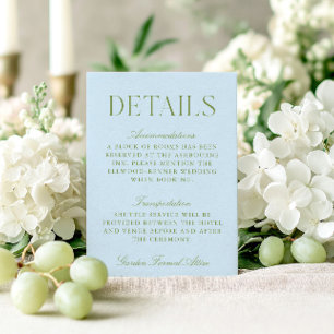 Sage Green & Blue Wedding Details Enclosure Card